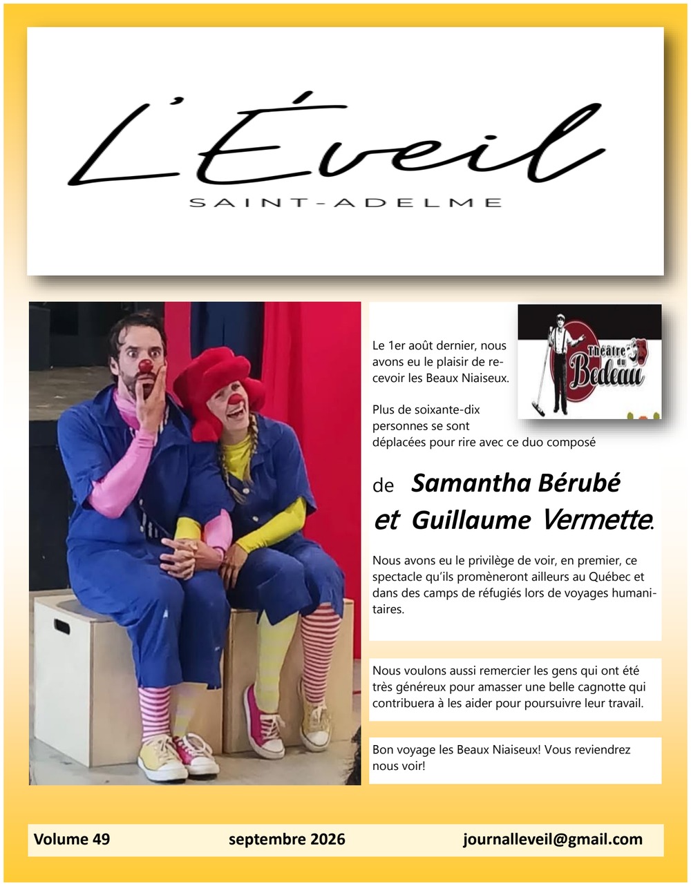 Couverture du Journal L’Éveil, septembre 2026, volume 49